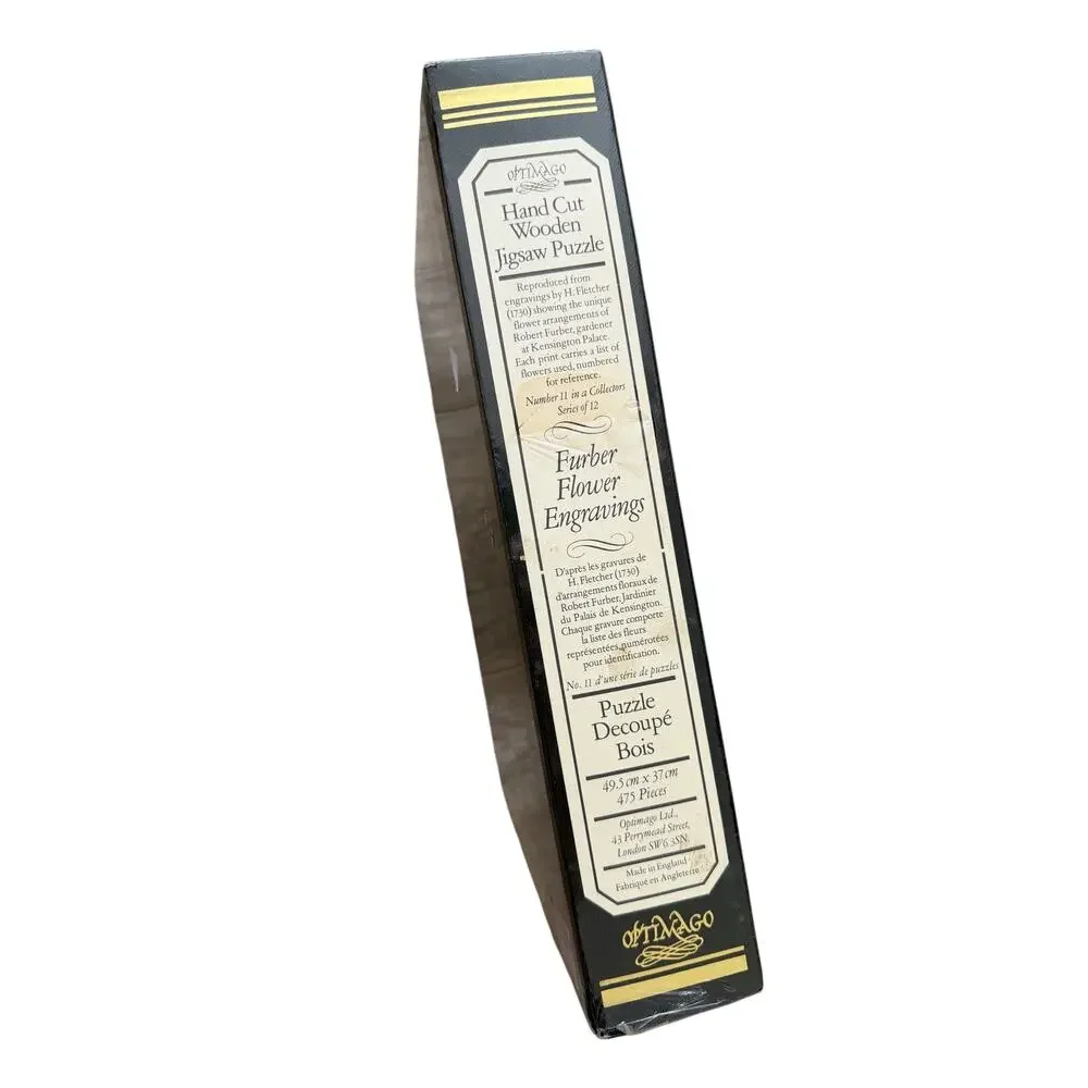 NIB: OPTIMAGO Hand Cut Wooden Jigsaw Puzzle: Furber‎ Flower Engravings November